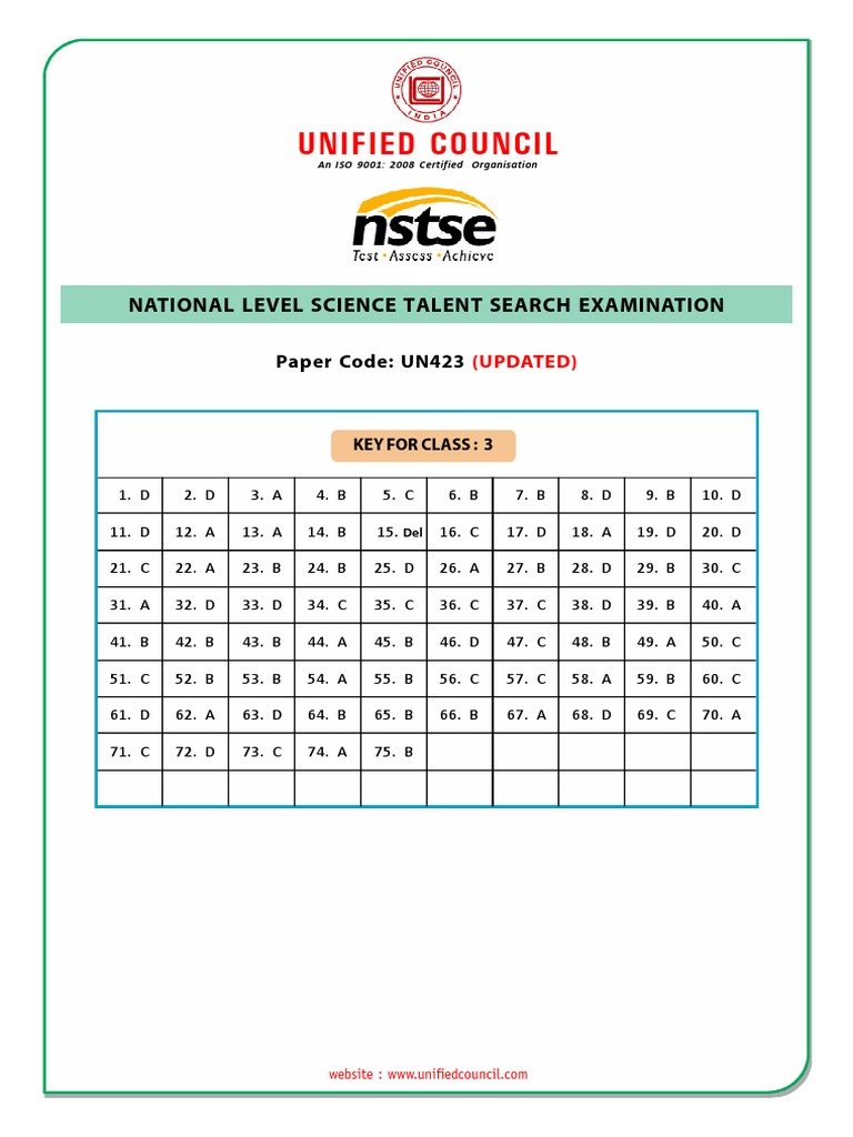 Class 3 Science Exam Key | PDF