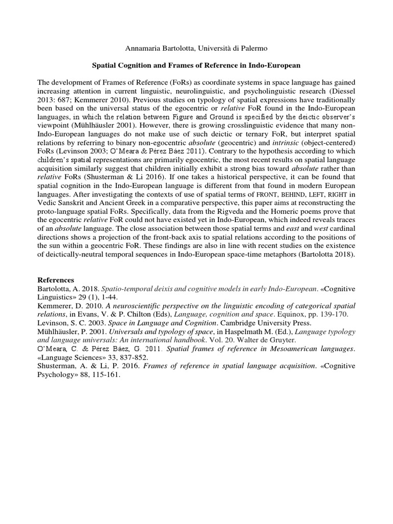 Indo-European Spatial Cognition Analysis | PDF | Epistemology ...
