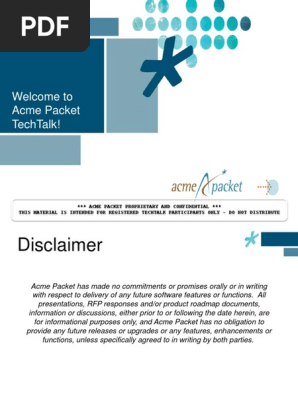 Acme Packet TechTalk Comprehensive SBC Design 