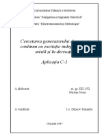 Cercetarea Generatorului de Curent Continuu Cu Excitație Independentă, Mixtă Și În Derivație Aplicația C-1