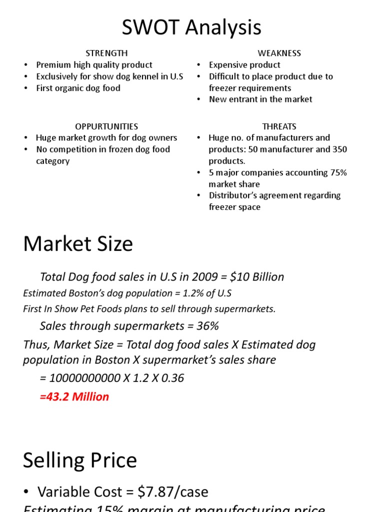 First in Show Pet Foods Download Free PDF Margin (Finance