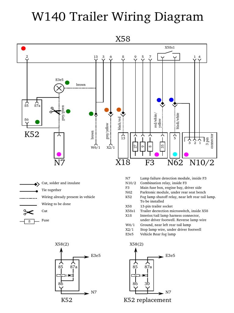w140 Trailer Wiring Page1 | Electrical Connector | Electrical Wiring