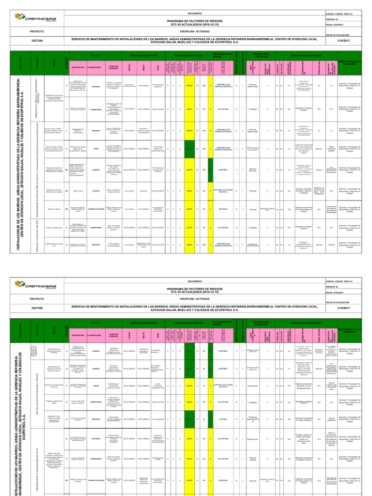 Matriz de Riesgos GTC 45 Actualizada | PDF | Dolor lumbar | Salud y ...