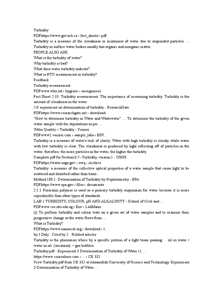 Understanding Water Turbidity | PDF | Water Quality | Water