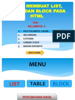 Cara Membuat List, Tabel Dan Block Pada HTML