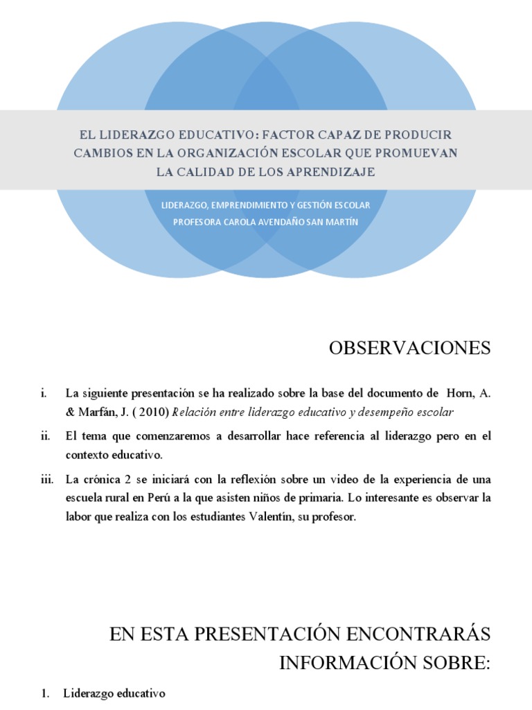 El Liderazgo Educativo | PDF | Liderazgo | Maestros