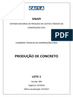 Produção de concreto SINAPI