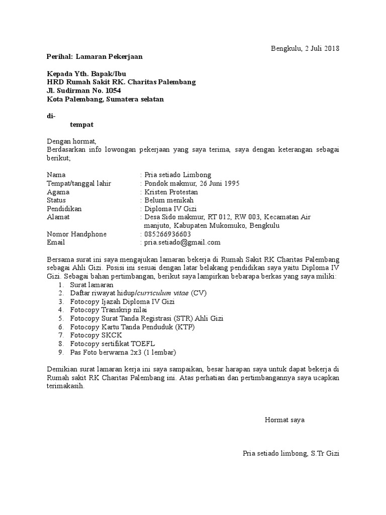 Download 61+ Contoh Surat Surat Lamaran Kerja Ke Rumah Sakit Terbaik Gratis