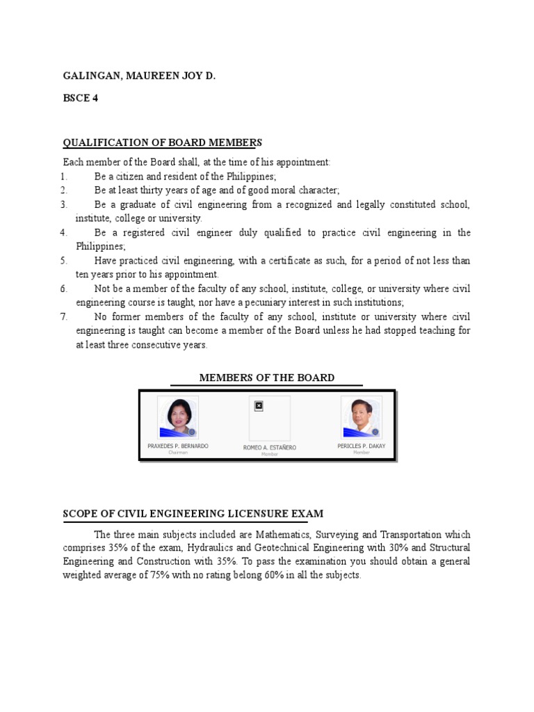 Civil Engineering Board Member Qualifications | PDF | Civil Engineering ...