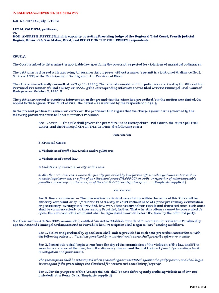 Zaldivia vs reyes sr 211 scra 277 pdf