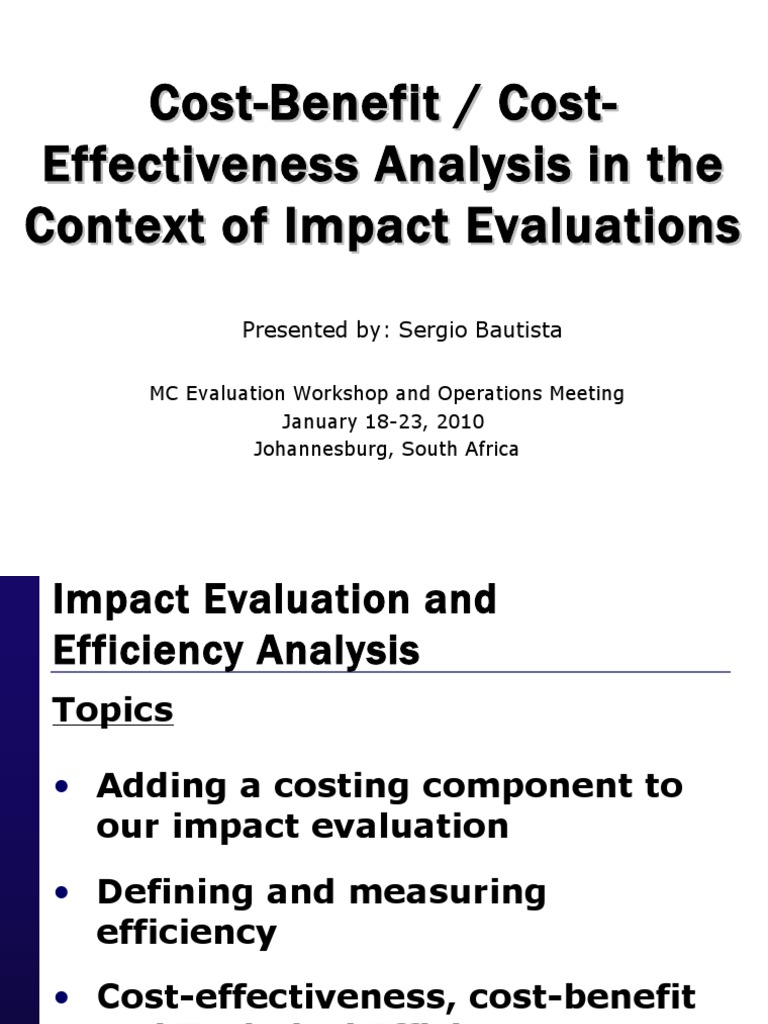 Cost-Benefit Analysis in Impact Evaluations | PDF | Cost Effectiveness ...