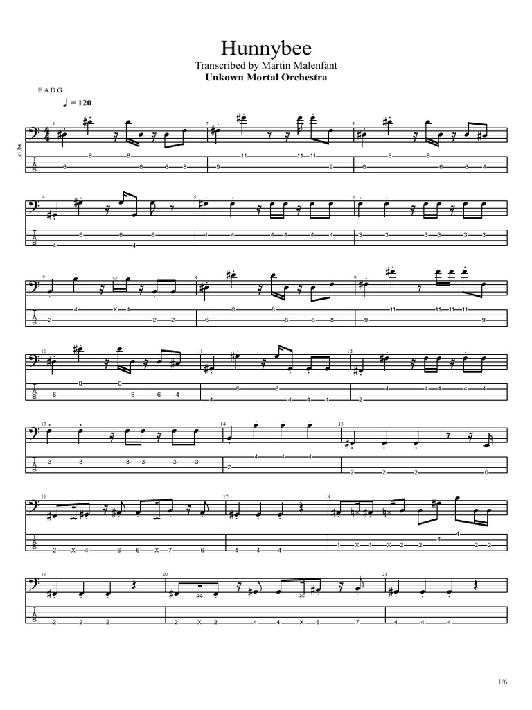 Unknown Mortal Orchestra Hunnybee Bass Tab Pdf