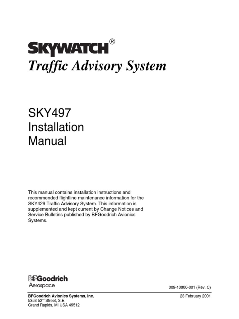 Skywatch 497 Trc497 Sky497 Installation Manual | PDF | Electrical