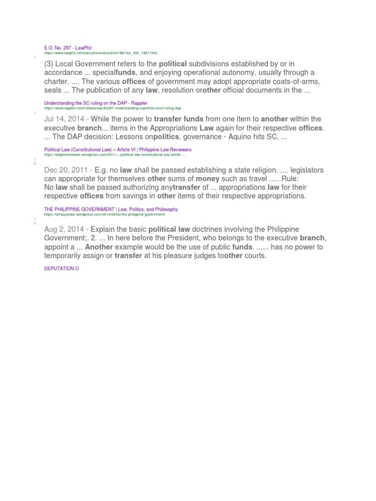 Political Funds Offices Law Other E.O. No. 297 Lawphil PDF Federal Government Of The