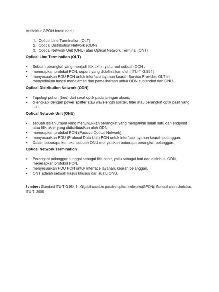 Arsitektur GPON | PDF