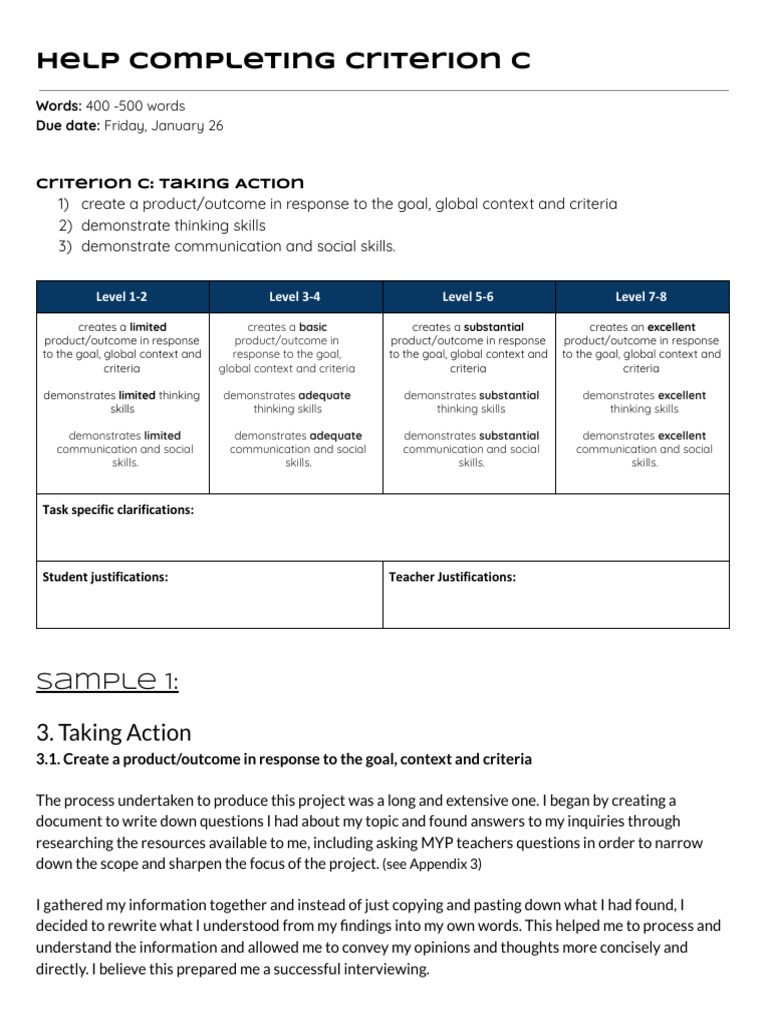 Completing IB Criterion C: Action Steps | PDF | Composition (Visual ...