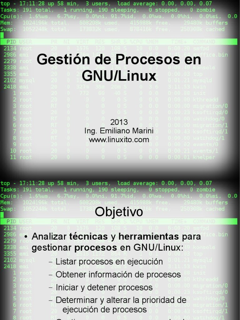 Gestión de Procesos en GNU/Linux | PDF | Proceso (Computación) | Unidad ...
