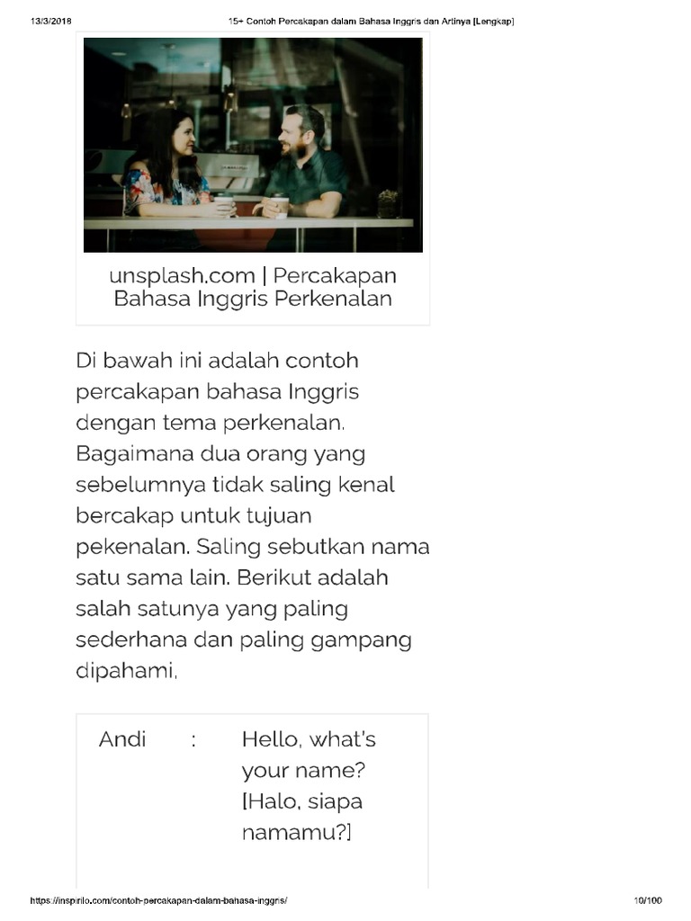 Contoh Dialog Bahasa Inggris Dan Artinya - Simak Gambar 
