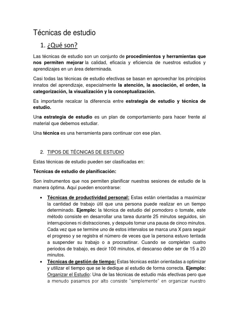 Técnicas de Estudio para Primaria | PDF | Habilidades de estudio ...