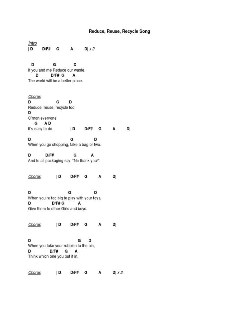 Reduce, Reuse, Recycle Song | PDF