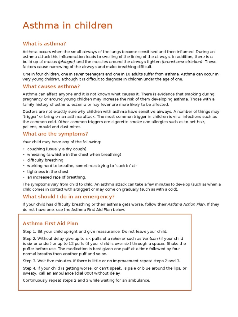 Asthma in Children | PDF | Asthma | Cough