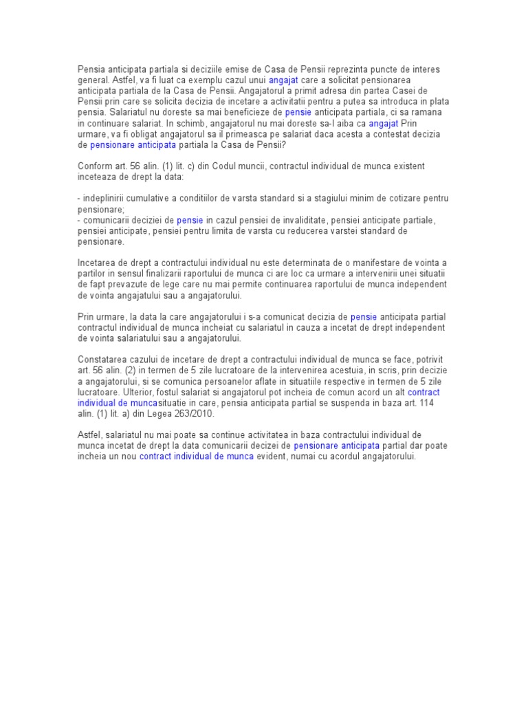 Decizie Incetare Cim Pensie Anticipata