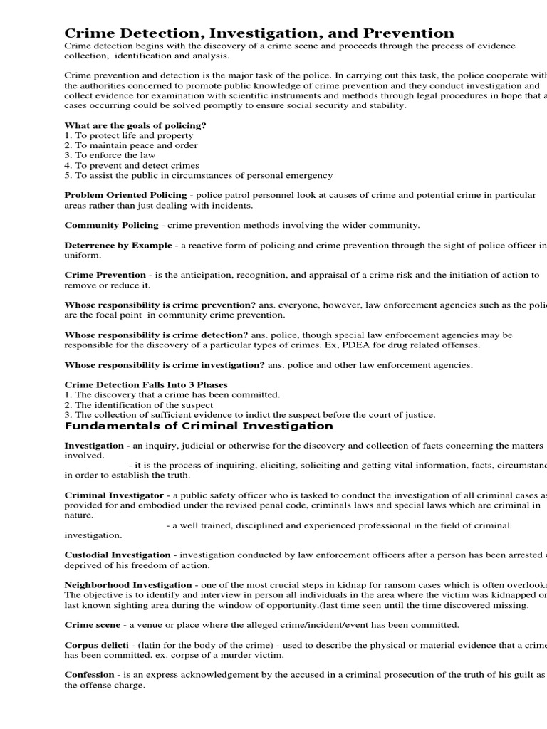 Crime Detection and Investigation Overview | PDF | Police | Crime ...