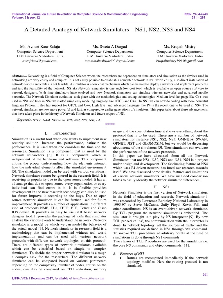 Network Simulators: NS1 to NS4 Overview | PDF | Simulation | Computer ...