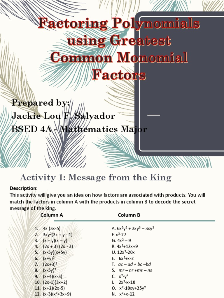 Chapter 3 Pdf Factorization Polynomial
