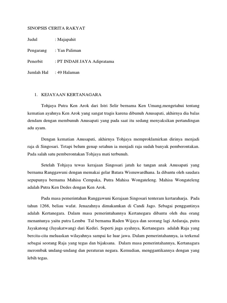 Sinopsis Cerita Rakyat