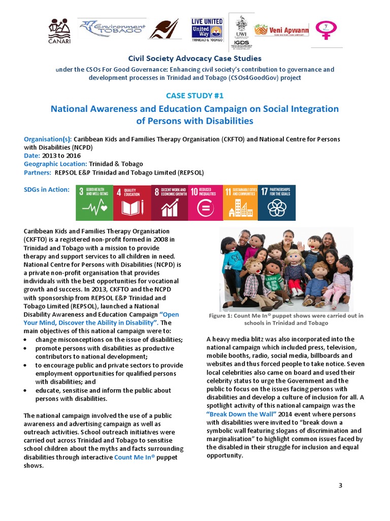 Civil Society Advocacy Case Studies CKFTO and NCPD PDF Disability