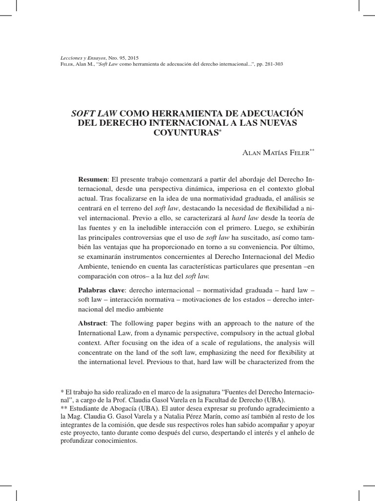 Soft Law en el Derecho Internacional | PDF | Desarrollo sostenible ...