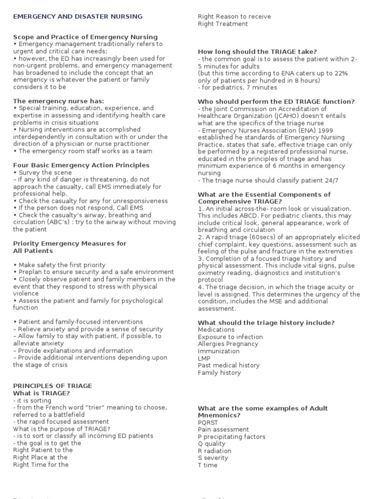 Emergency Nursing Scope and Triage Principles | PDF | Acute Radiation ...