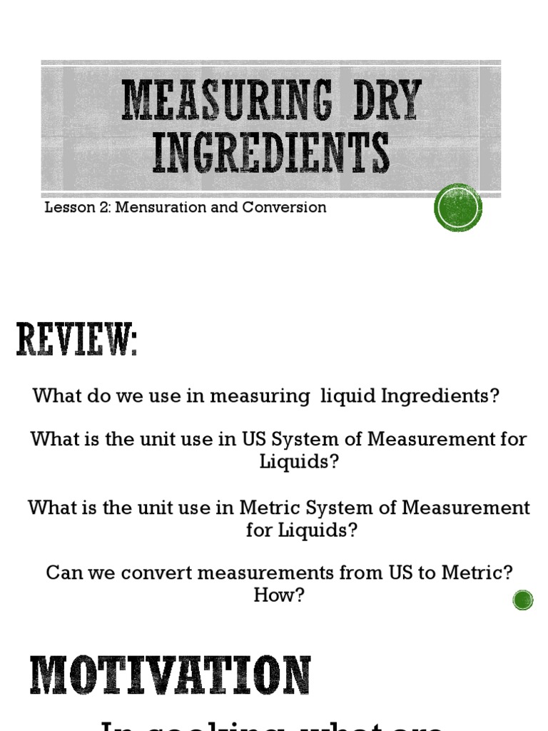 Measuring Dry Ingredients PDF Teaspoon Units Of Measurement