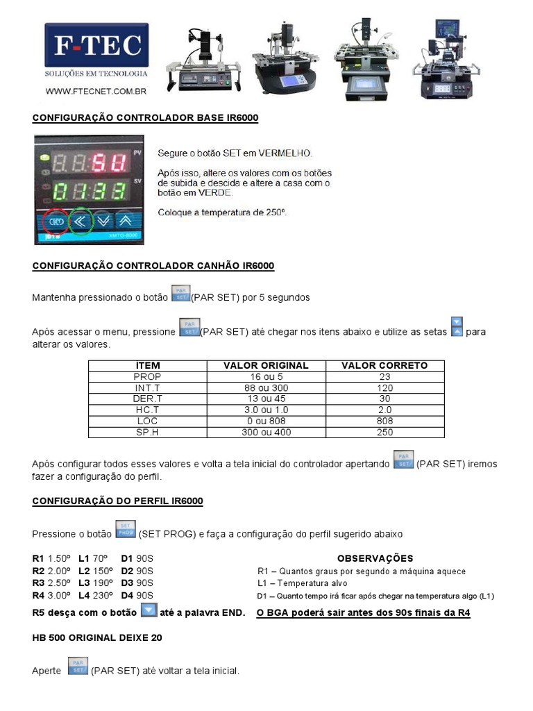 Configuração Controlador IR6000 Passo a Passo | PDF