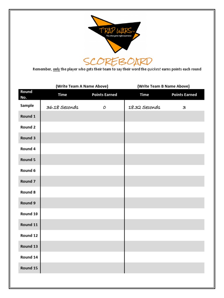 Team Points Tracking for Game Rounds | PDF | Sports & Recreation