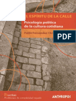 El Espíritu de La Calle. Psicología Política de La Cultura Cotidiana - Pablo Fernández Christlieb