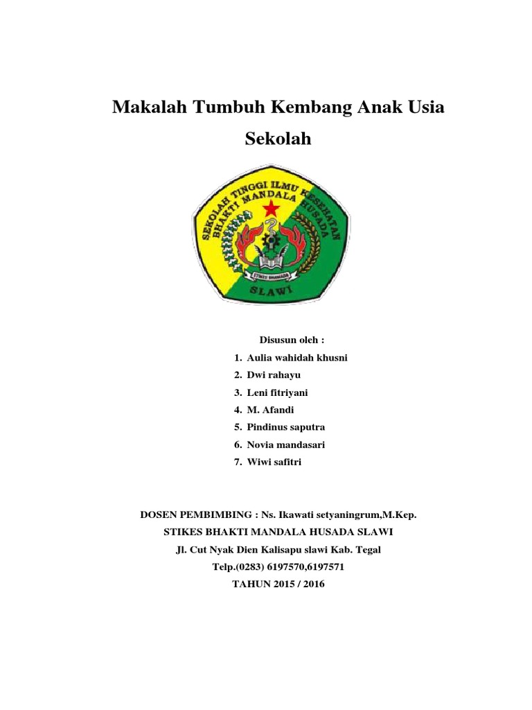 Makalah Tumbuh Kembang Anak Usia Sekolah Makalah Tumbuh Kembang Anak Usia Sekolah