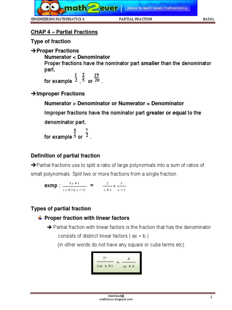 Overview of Partial Fractions | PDF | Fraction (Mathematics) | Numbers