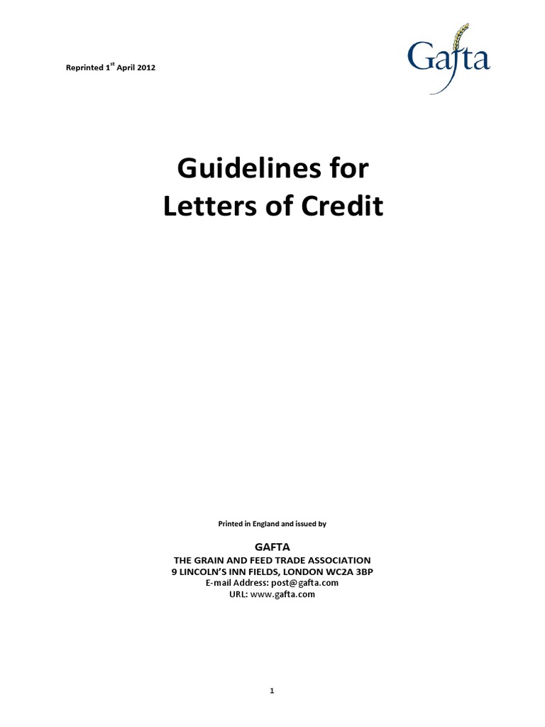 Guidelines For LC PDF Letter Of Credit Negotiable Instrument