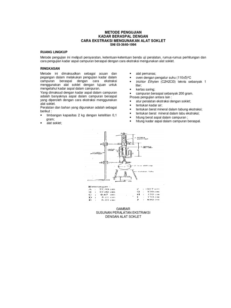 Metode Uji Kadar Aspal dengan Soklet | PDF | Teknologi & Rekayasa