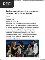 Adolescentes iniciam vida sexual cada vez mais cedo â Jornal da USP