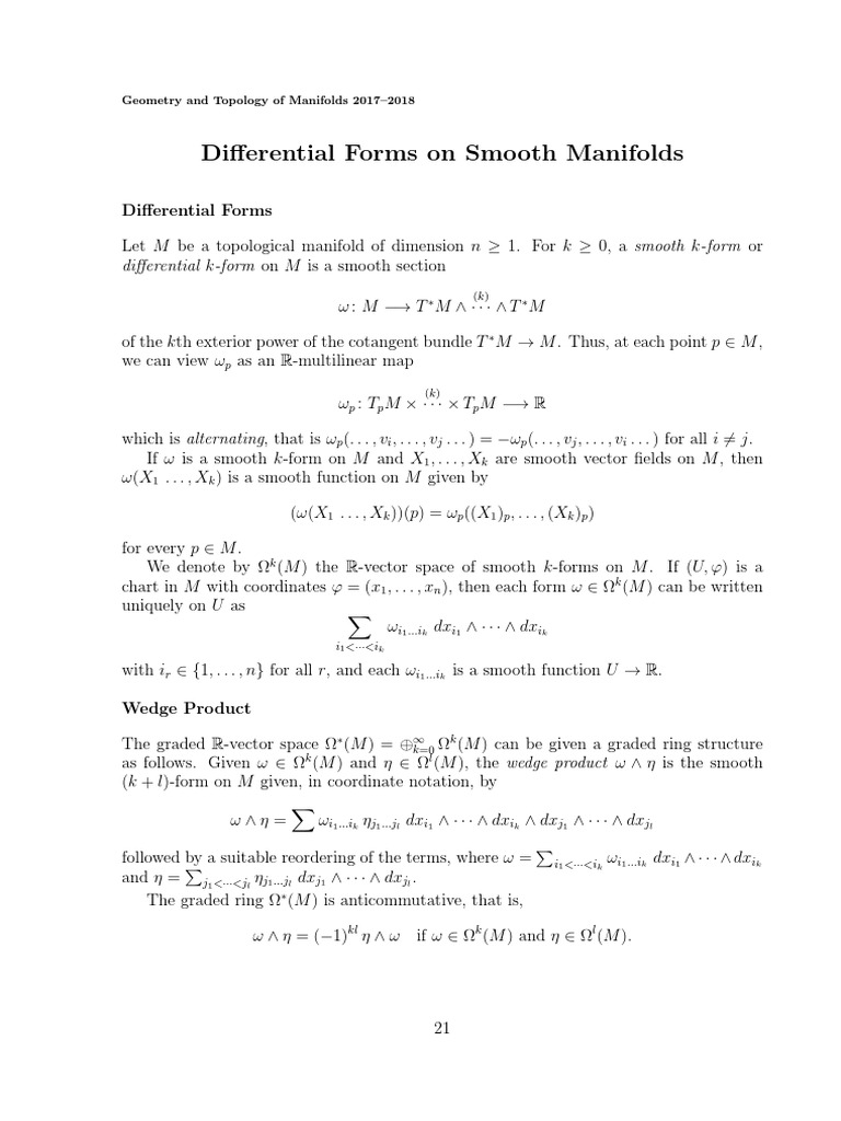 09 Differential Forms PDF Differentiable Manifold Differential Form