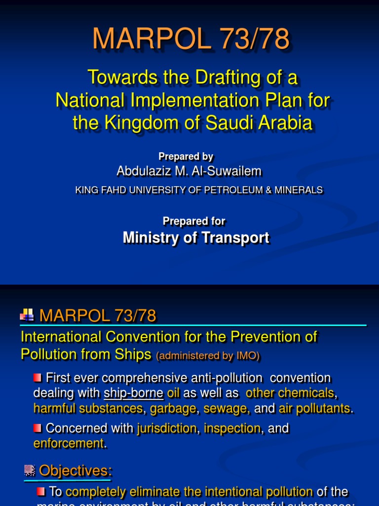 MARPOL 73/78 Implementation in Saudi Arabia | PDF | Tonnage | Oil Tanker