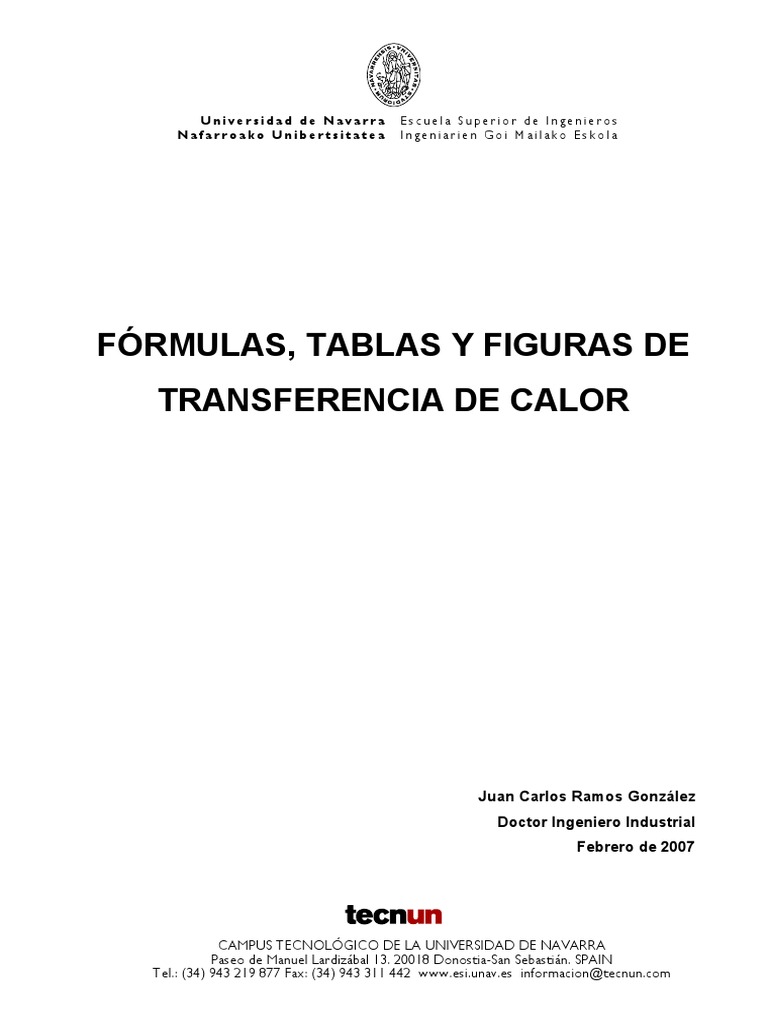 Formulas Figuras y Tablas de Transferencia de Calor PDF