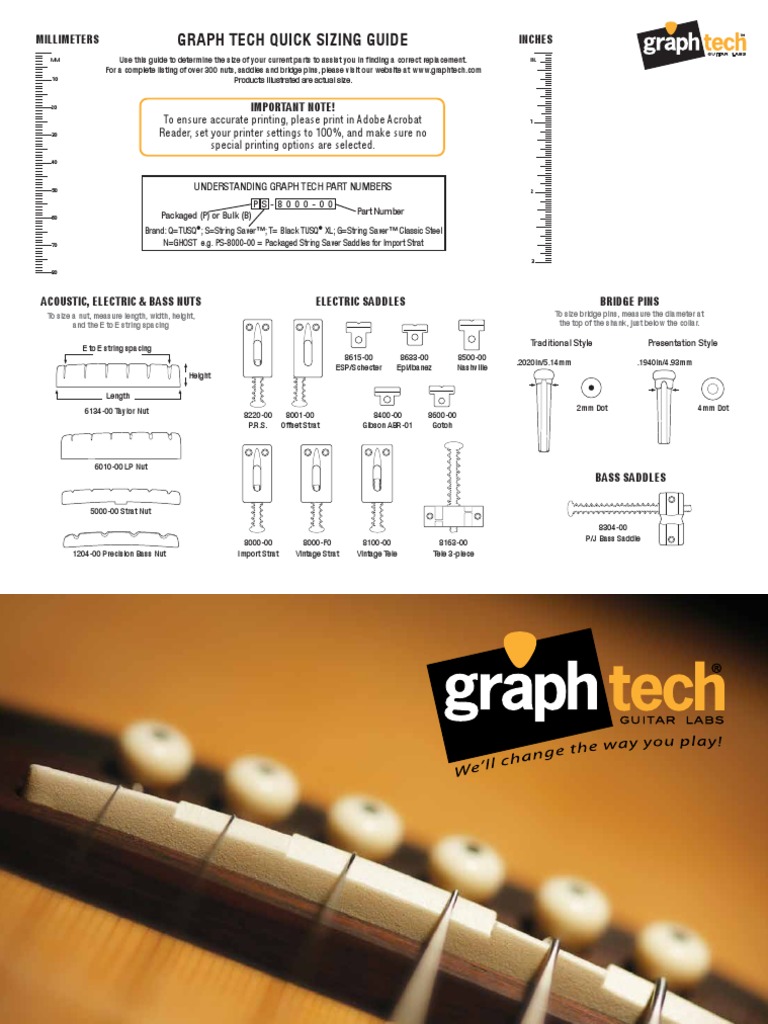 GraphTech Sizing Guides For Guitars | PDF | Bass Guitar