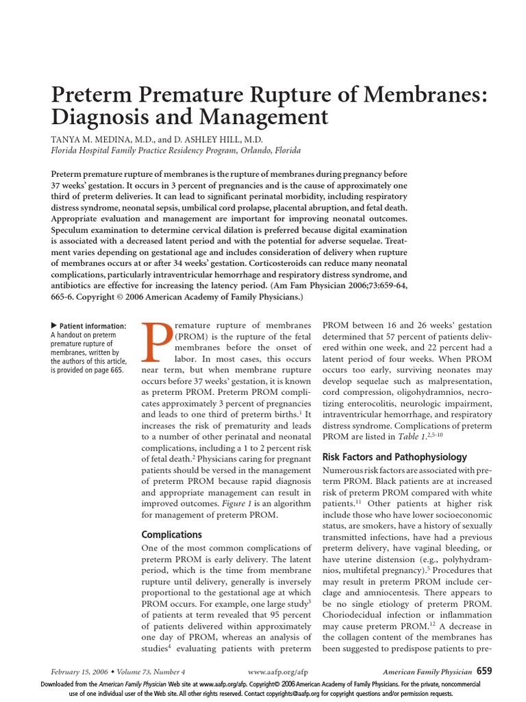 Aafp Pprom PDF | PDF | Preterm Birth | Childbirth