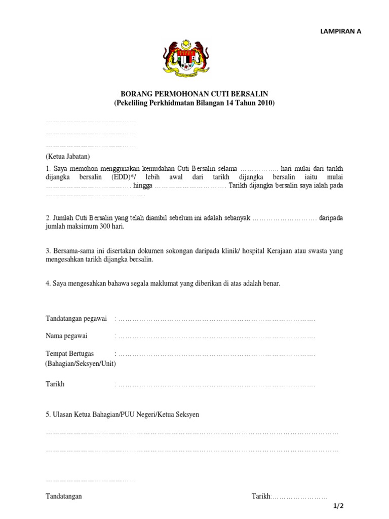 Borang Cuti Bersalin Pdf