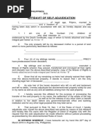 Affidavit of Self-Adjudication: Republic of The Philippines) Angeles City) S.S