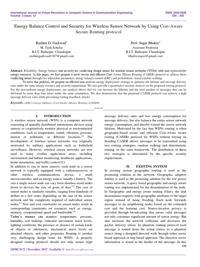 Cost-Aware Secure Routing for WSNs | PDF | Routing | Wireless Sensor ...
